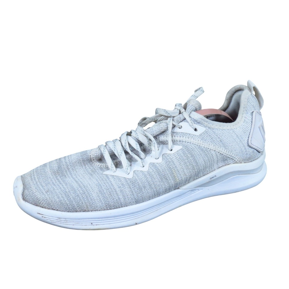 Puma Ignite Flash Evoknit Womens‎ Running Shoe Sz 9 Athletic Training Gray White